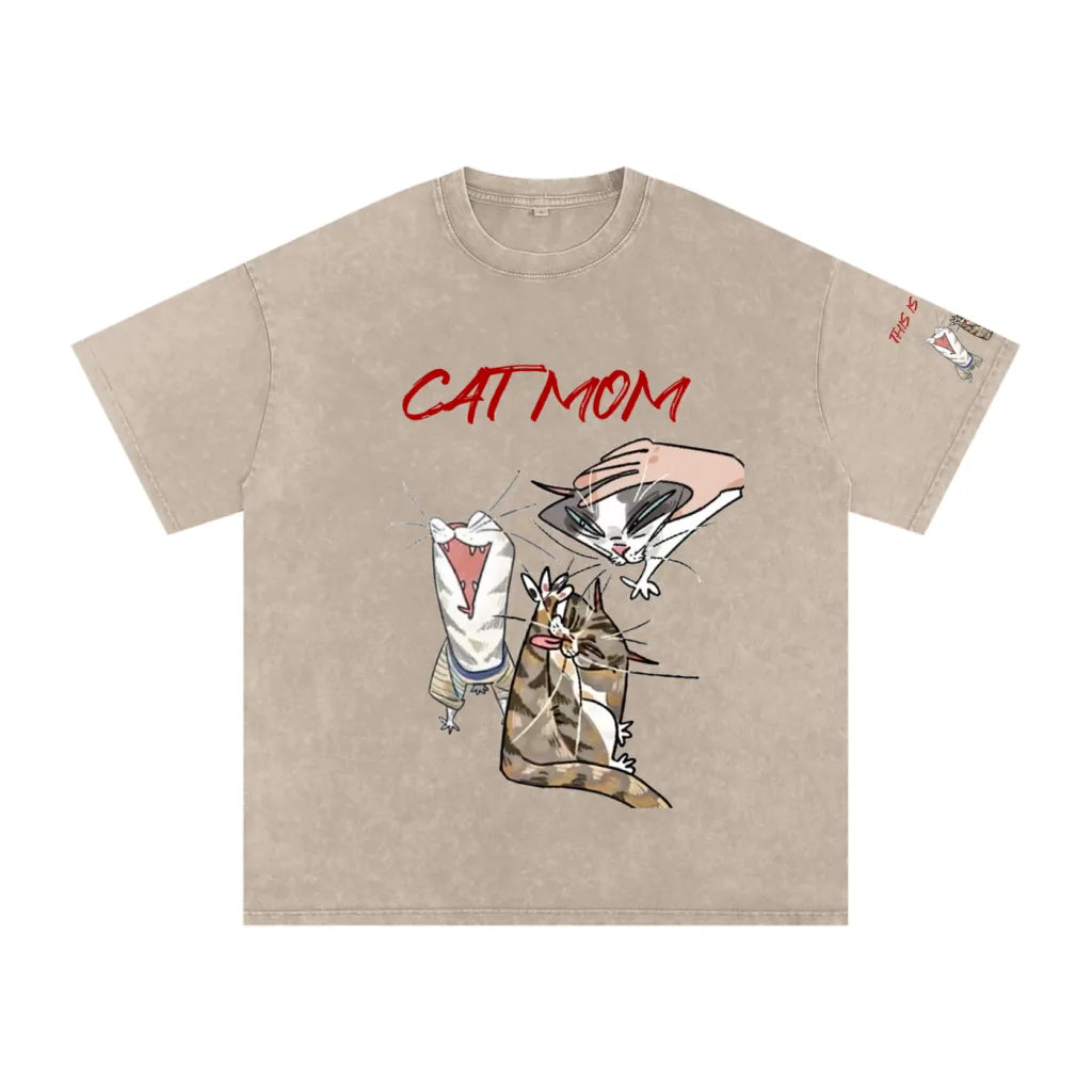 Lovimory Silly Funny Style Custom Pet Portrait Snow Washed Cotton T-Shirt