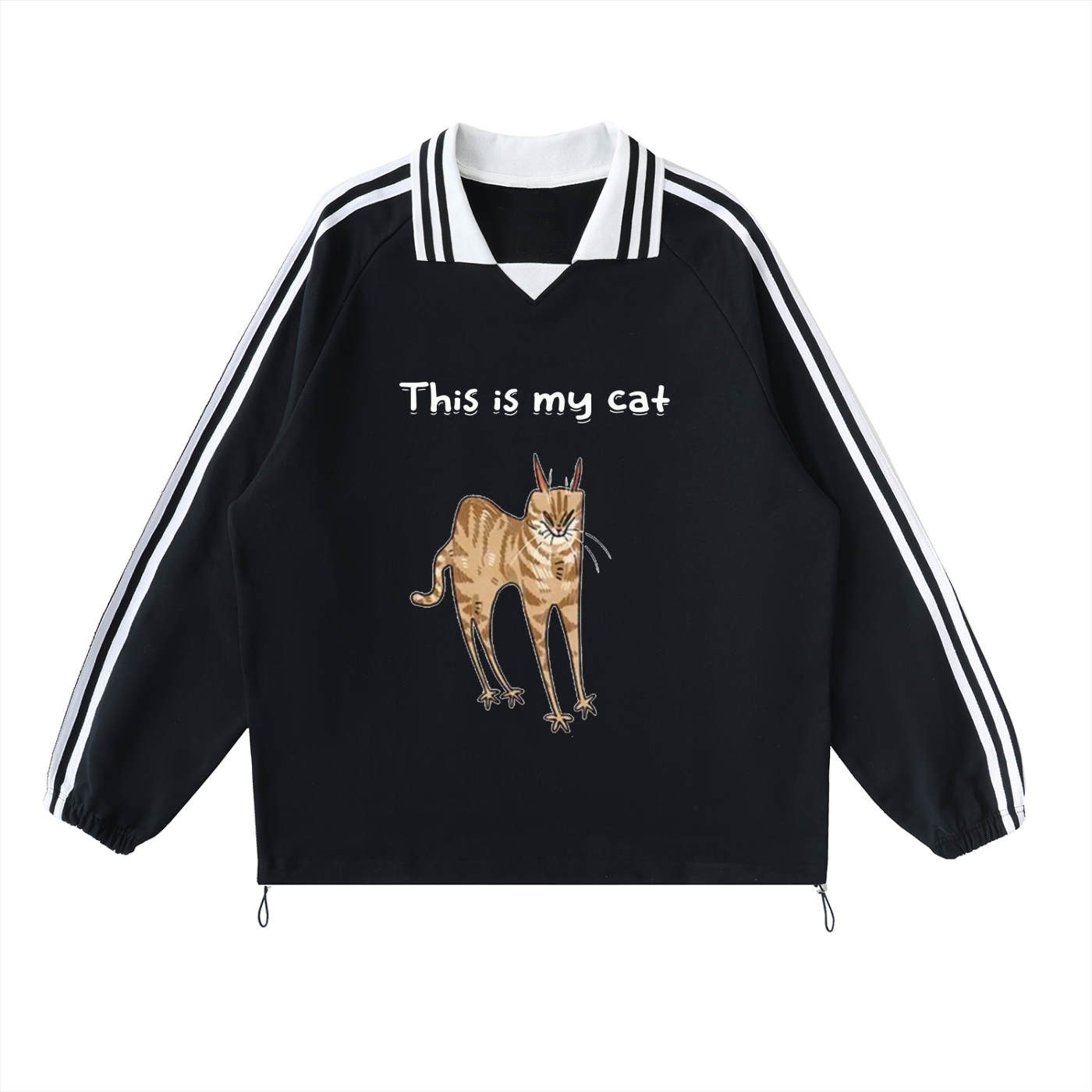Lovimory Ugly Funny Style Custom Pet Contrast Striped Lapel Collar Sweatshirt
