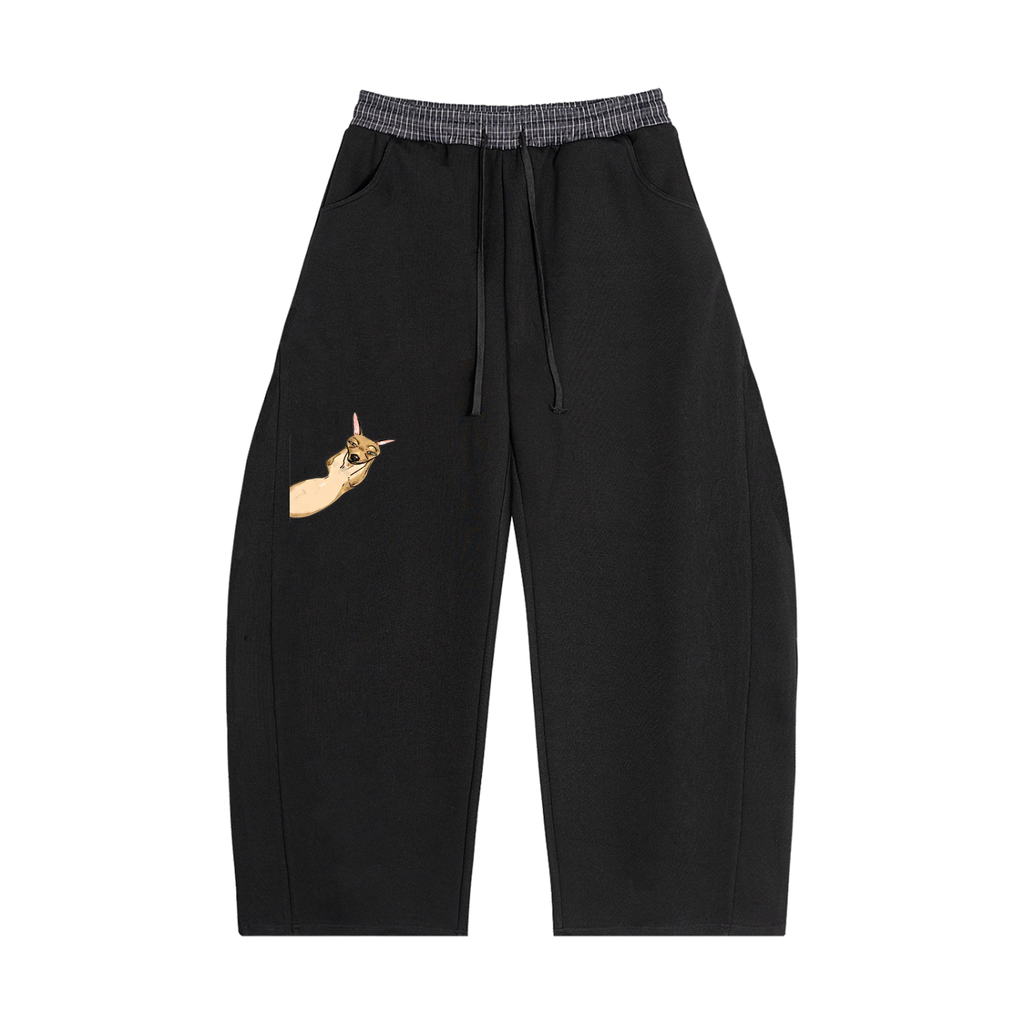 Lovimory Ugly Funny Style Custom Pet Plaid Waistband Barrel Sweatpants