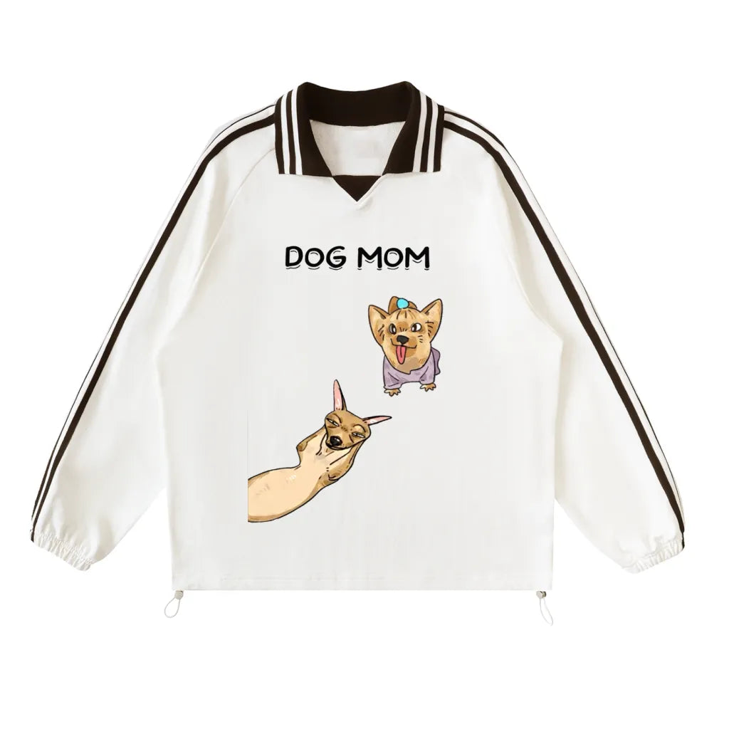 Lovimory Ugly Funny Style Custom Pet Contrast Striped Lapel Collar Sweatshirt