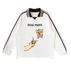 Lovimory Ugly Funny Style Custom Pet Contrast Striped Lapel Collar Sweatshirt