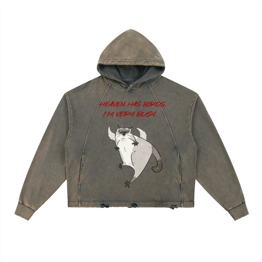 Lovimory Ugly Funny Style Custom Pet  Vintage Washed Frayed-Hem Hoodie