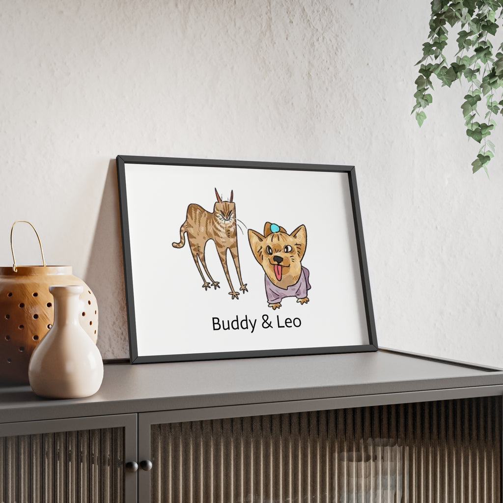 Funny Silly Style Custom Pet Portrait Posters (Wooden Frame)