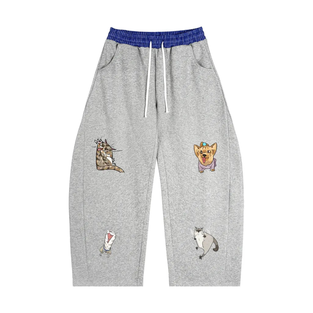 Lovimory Ugly Funny Style Custom Pet Plaid Waistband Barrel Sweatpants